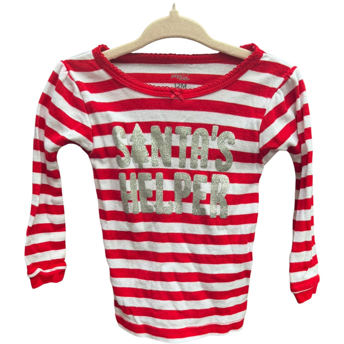 12M Carter's Santa's Little Helper Long-sleeve Striped Shirt EUC