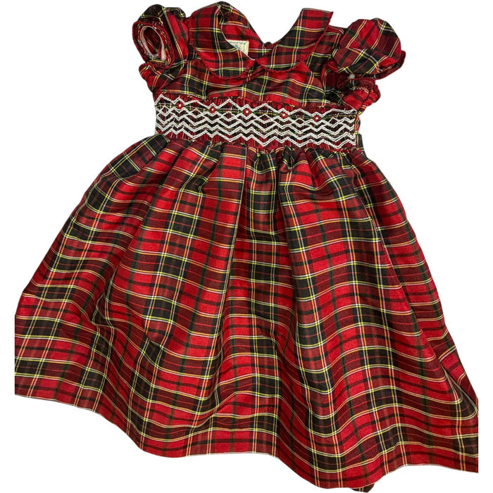 2T Marshmelleta Red Christmas Plaid Smocked Dress