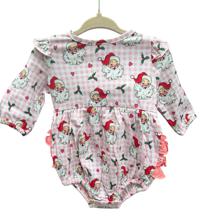 3-6M Ruffle Butts Pink Dear Santa Knit Long-sleeve Flutter Bubble NWT