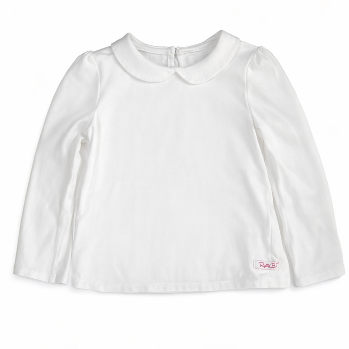 RuffleButts White Peter Pan Collar Long Sleeve Top size 4T good used condition