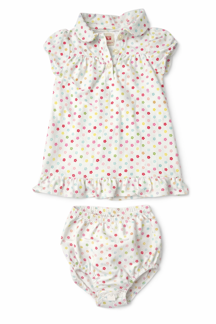Faded Glory White Floral Collar Shirt & Shorts Set size 6-9M good used condition