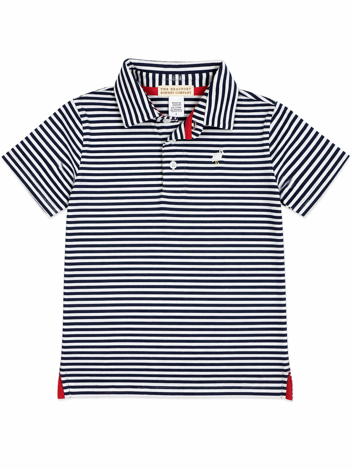 The Beaufort Bonnet Company Navy and White Striped Short-Sleeve Polo size 8 excellent used condition