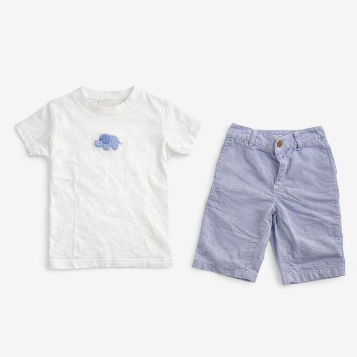 Baby Luigi Elephant Shirt & Ralph Lauren Blue Pants Set GUC size 9M & 6M gently used