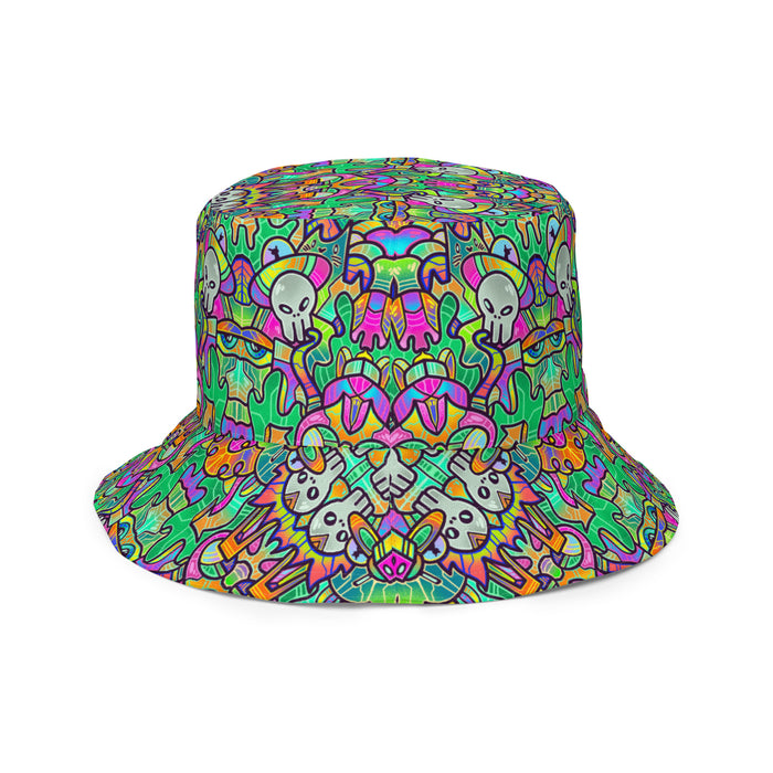 Alien Invasion Bucket Hat by Roc Sol, reversible art pattern hat