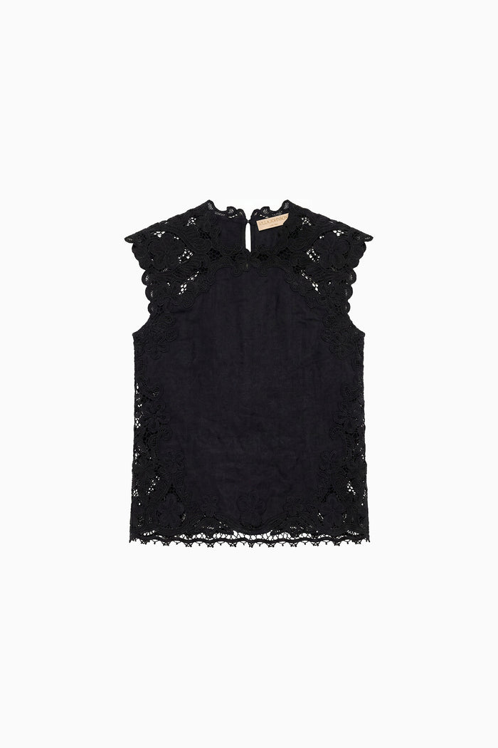 Amelie Linen Top - Noir