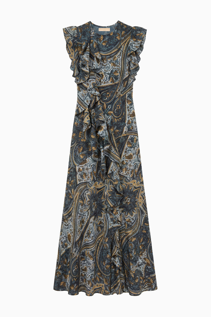 Ameline Sleeveless Silk Dress - Prussian
