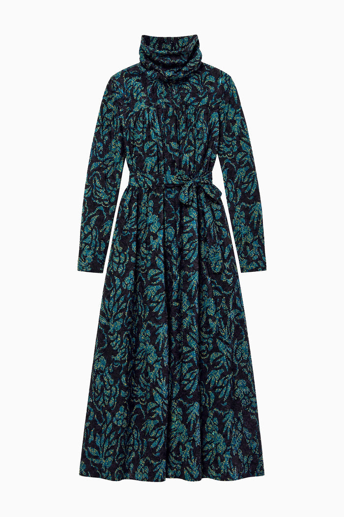 Amira High Neck Cotton Dress - Midnight