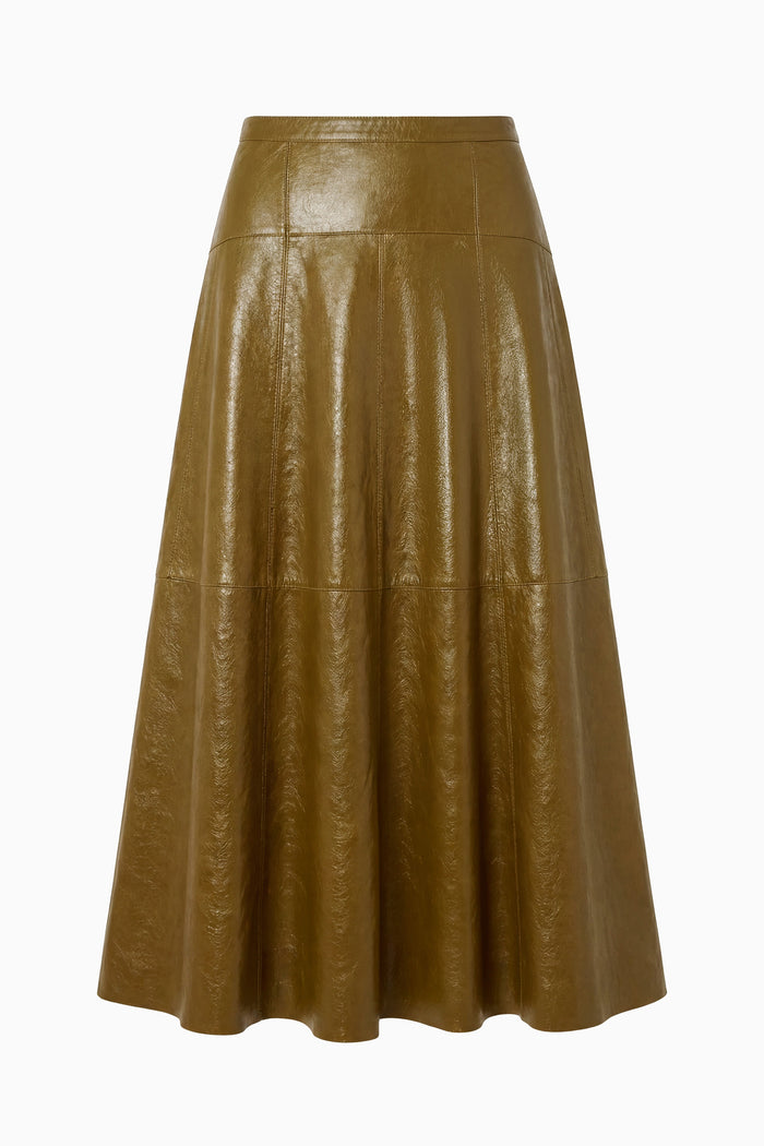 Aninda Leather Midi Skirt - Lichen