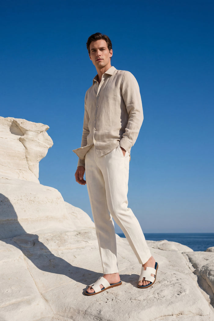 Arezzo Leather Sandal Ivory & Blue
