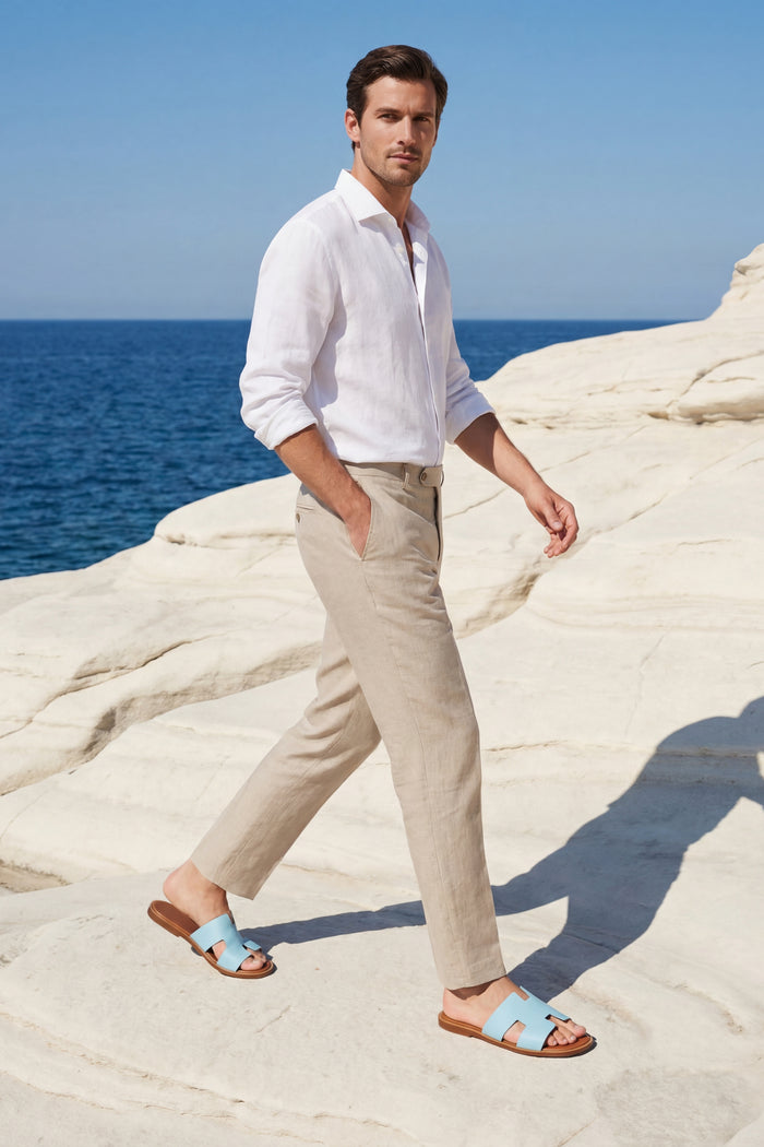 Arezzo Leather Sandal Sky Blue