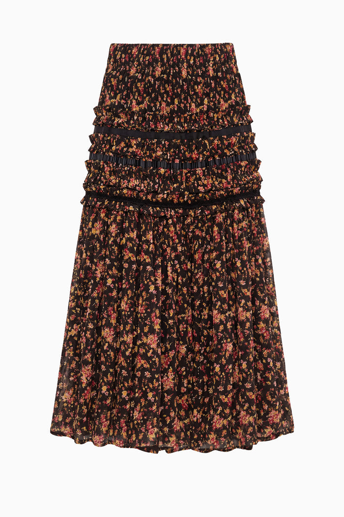 Auden Silk Skirt - Noir Mille Fleur