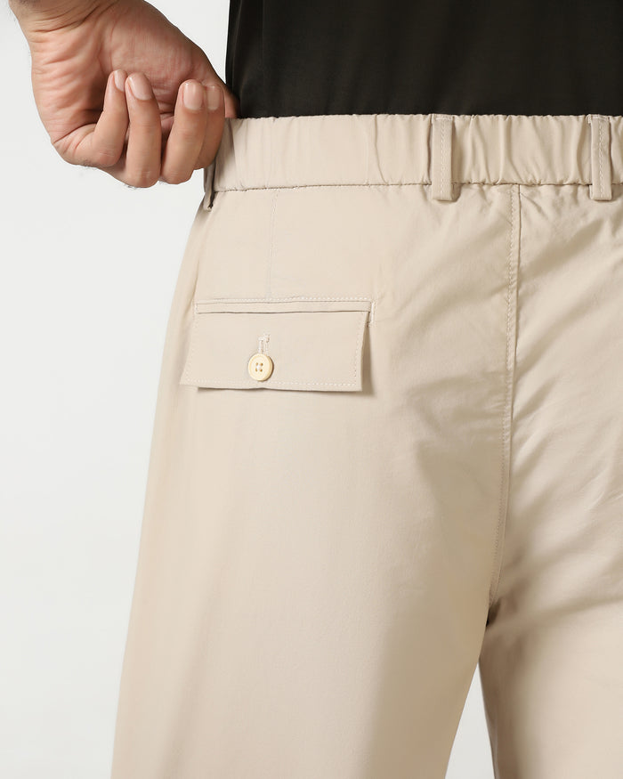 Beige Solid Khakis - Taurus