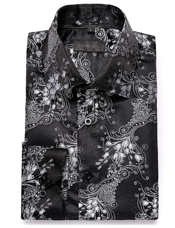 Black and White Paisley Casual Shirts-CY-0016 - SimonVon Shop
