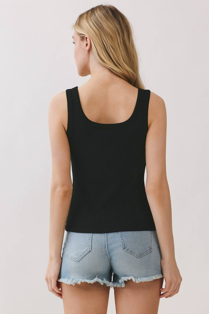Black Cotton Scoop Neck Tank