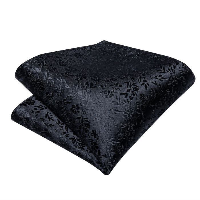 Black Paisley Bowtie Pocket Square Cufflinks Set- LH-0150 - SimonVon Shop