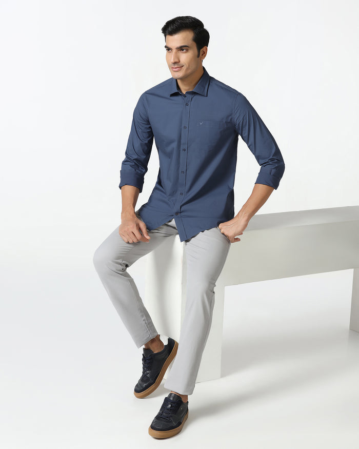Blue Solid Shirt - Lujo