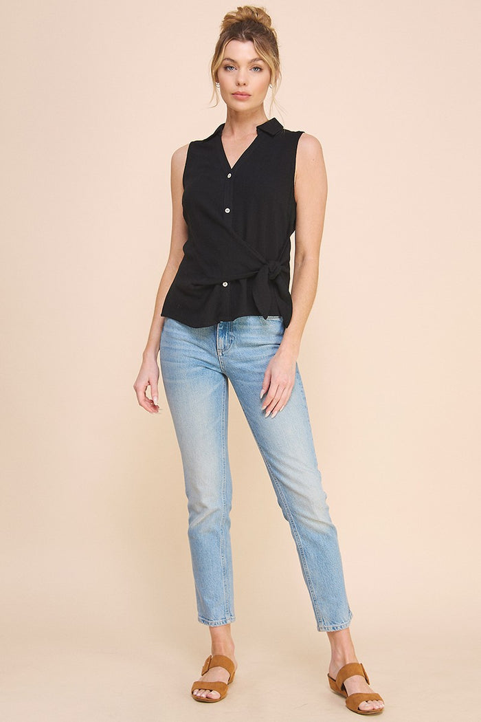 Chloe Wrap-Tie Sleeveless Blouse