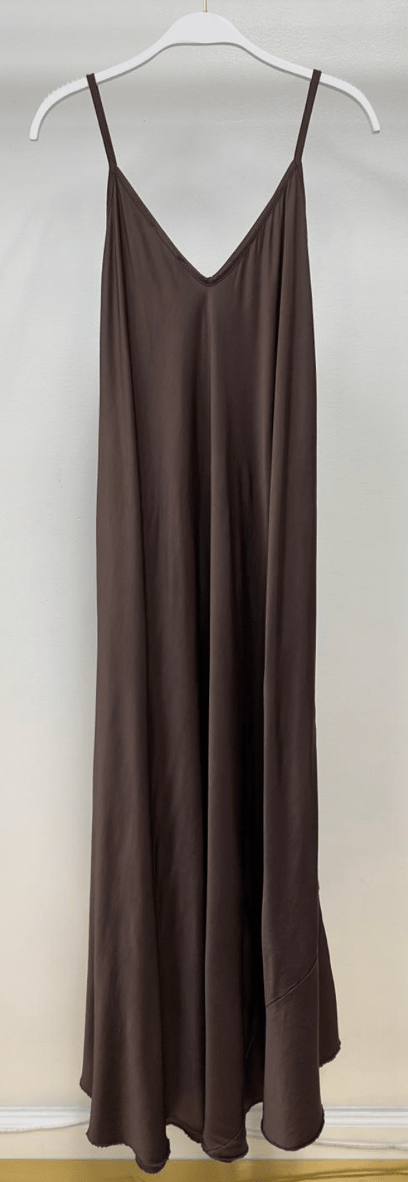 Chocolate Brown Silky Slip Dress - Amor Lafayette