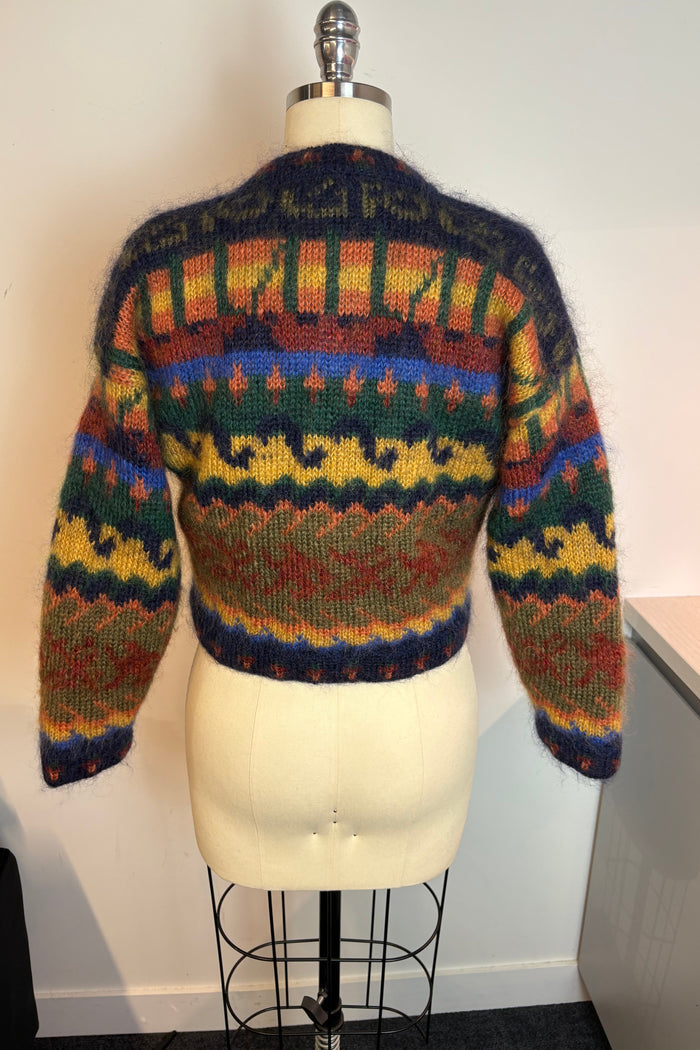 Cropped Mohair Multicoloured Cardigan