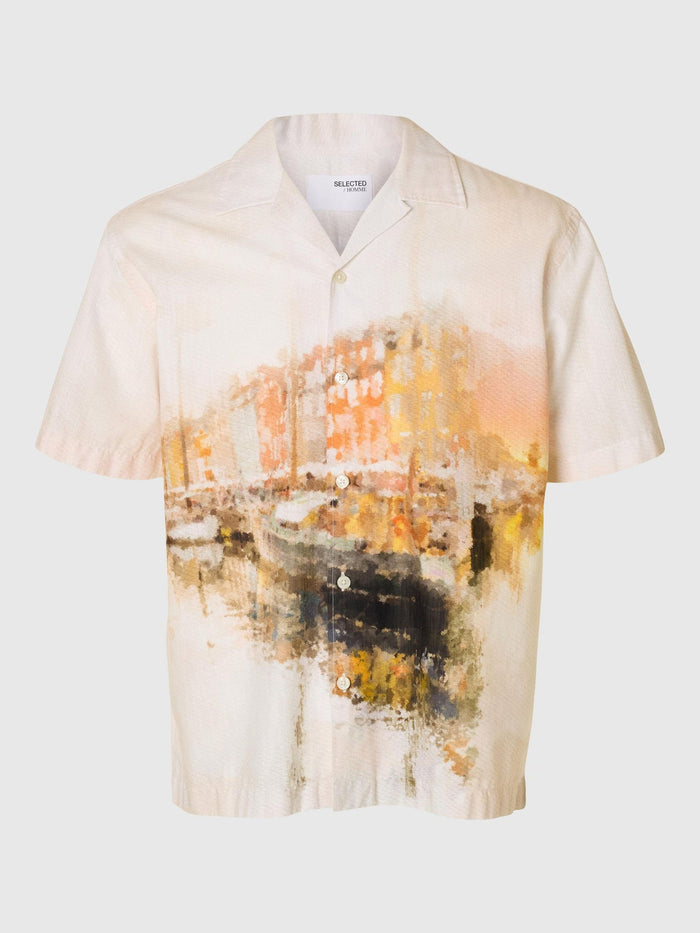Cuban Collar Printed Shirt