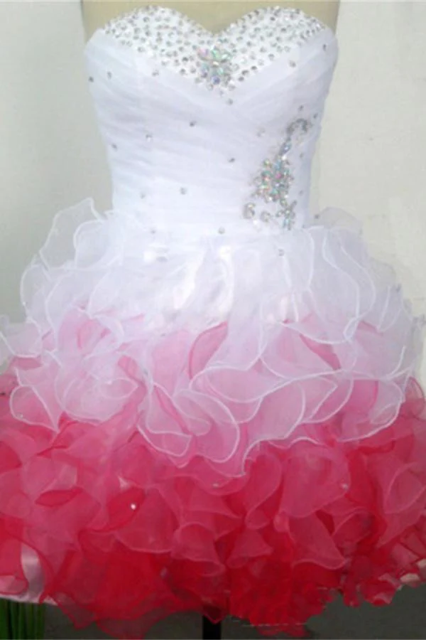 Cute Sweetheart Beading Lace Up Short Homecoming Dresses For Girls