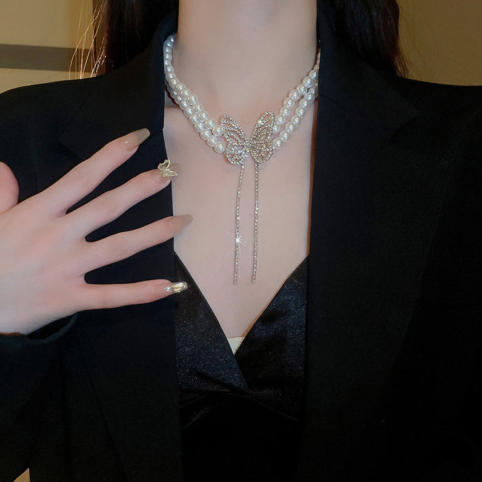 Diamond Butterfly Choker Necklace - Fashionnsio