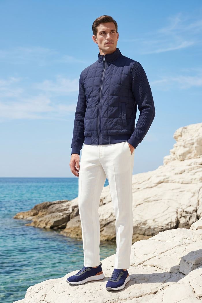Frosinone Quilted Hybrid Jacket Dark Blue