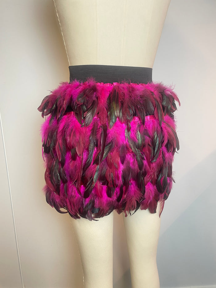 Fuschia Feather Mini Skirt image 4