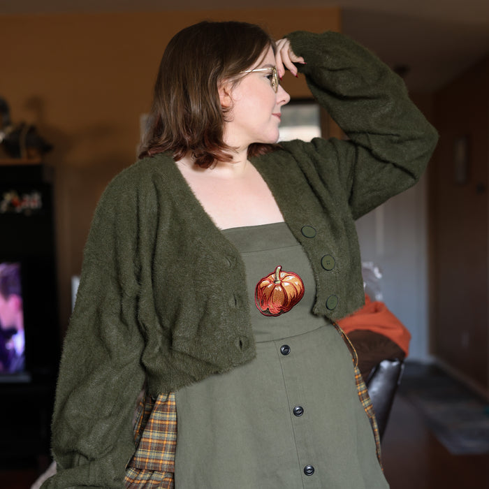 Fuzzy Moss Cropped Cardigan
