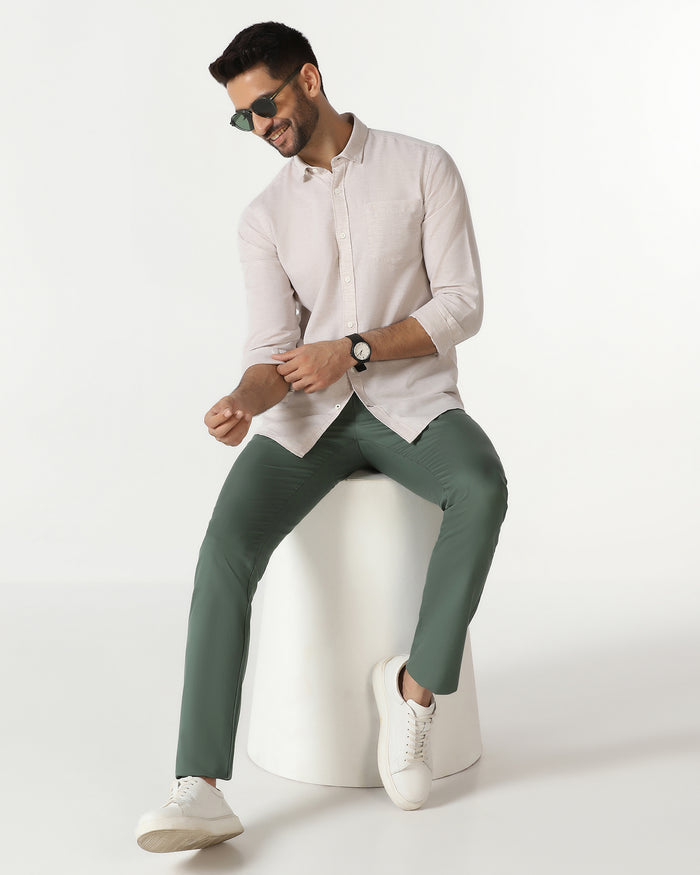Green Solid Khakis - Janis