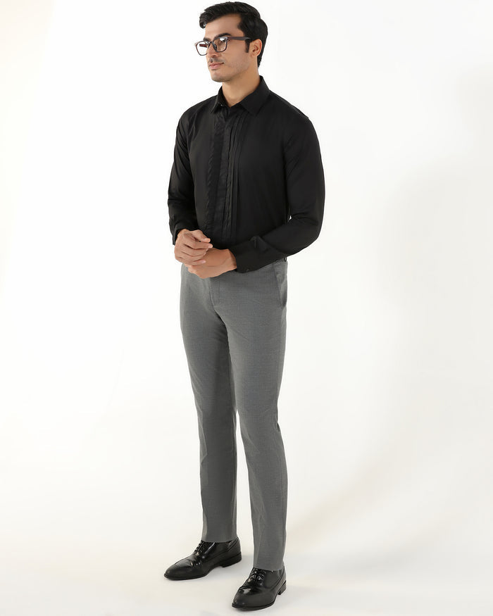 Grey Textured Trouser - Barrel