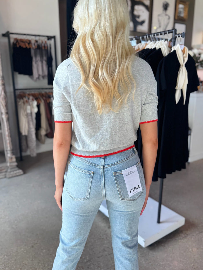 Heather Grey Crewneck Saddle Sleeve Sweater - Amor Lafayette