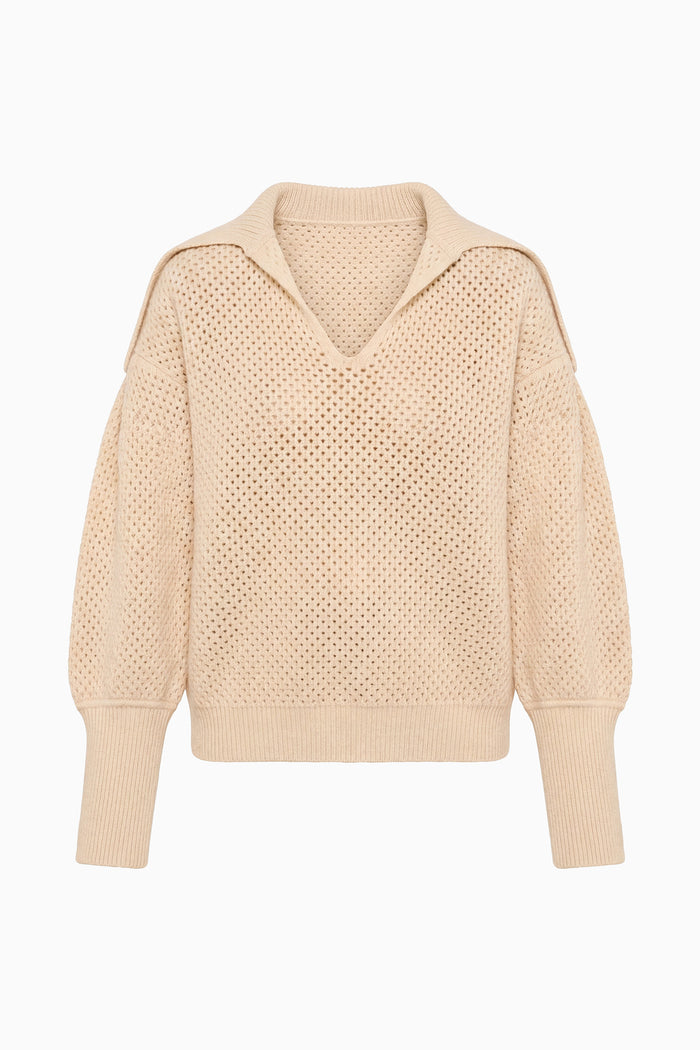 Lila Wool Knit Pullover - Cloud