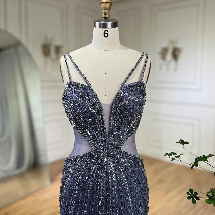 Luxury Beaded Caramel Mermaid Evening Dress LA72305 - SERENE HILL
