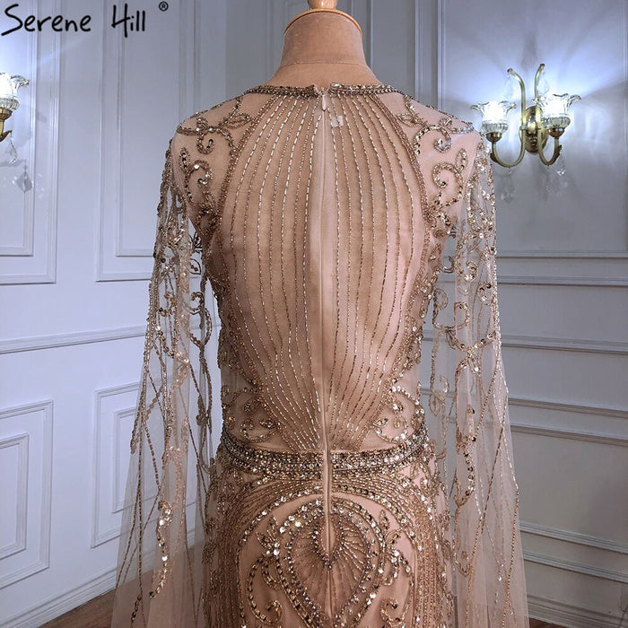 Luxury Gold Evening Dresses with Cape Sleeves LA70970 - SERENE HILL