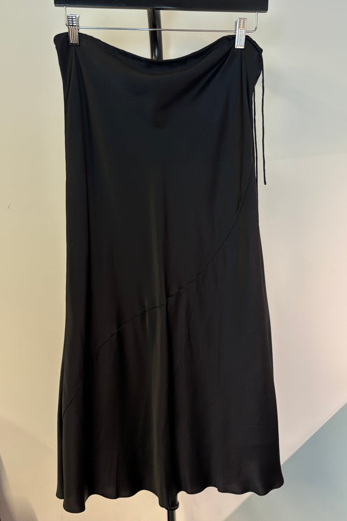 Maison Essentiele Black Silk Midi Skirt