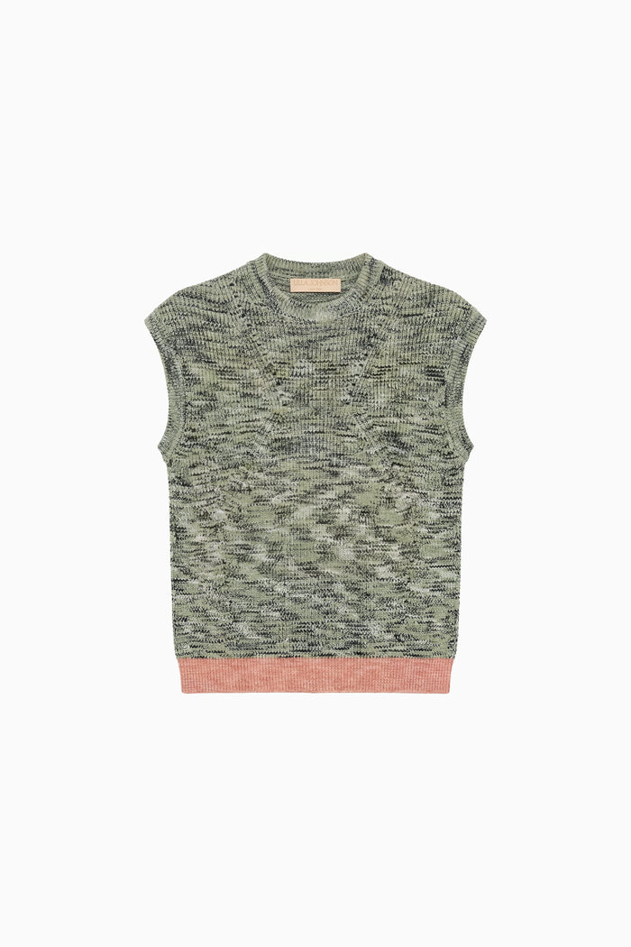 Piedstone Space-Dyed Cotton Knit Sleeveless Top with Contrast Trim - Flat Lay | Ulla Johnson