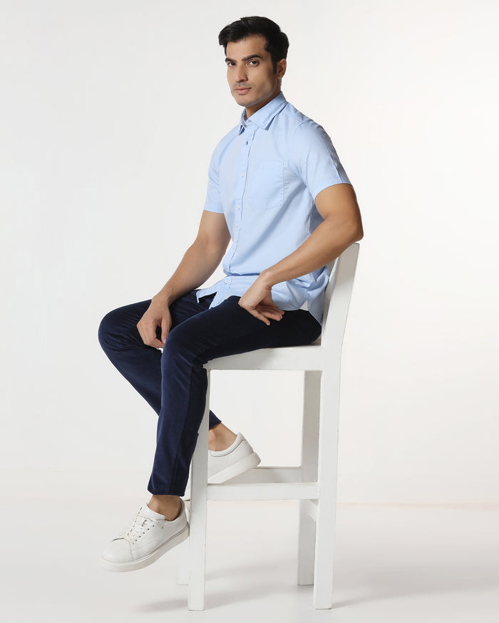 Navy Corduroy Solid Khakis - Fraser