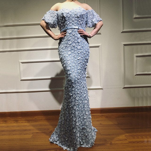 On Sale no return no refundOn Sale No Return No Refund Blush Pink Mermaid Off Shoulder Evening Dresses Dubai Flowers Crystal BLA6519 - SERENE HILL
