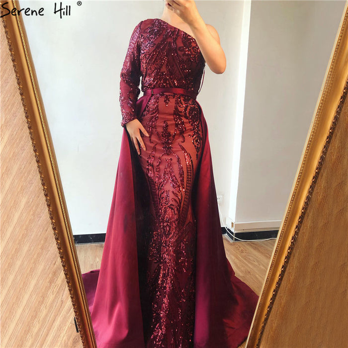 One Shoulder Long Sleeves Evening Dresses LA6619 - SERENE HILL