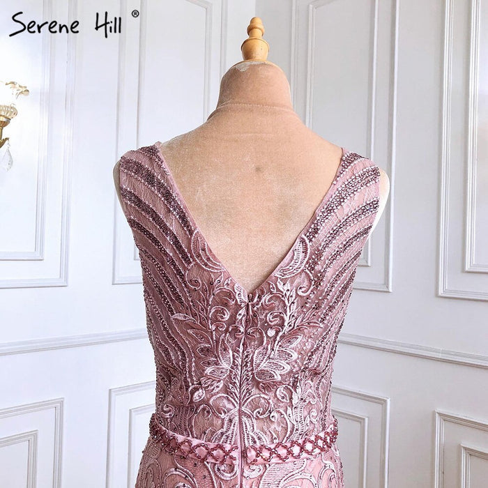 Pink Beaded Lace Luxury Evening Dresses Gowns 2025 Mermaid Elegant Sexy For Women Party Serene Hill LA70596 - SERENE HILL