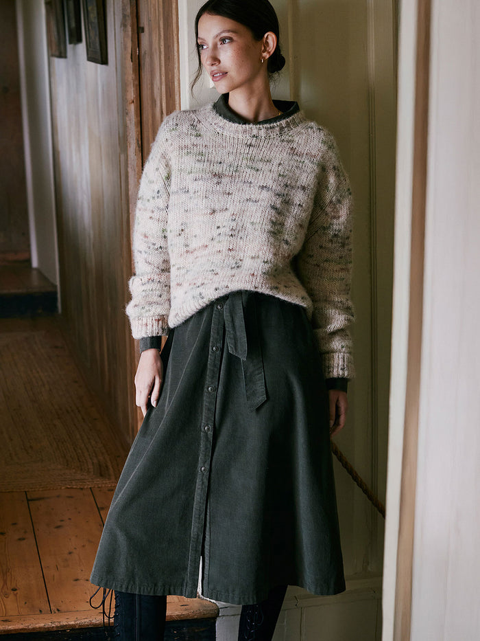 Print Yarn Crew Neck Jumper
