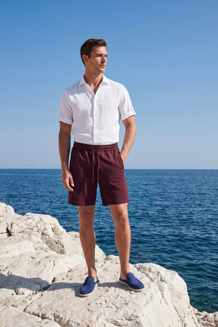 Salerno Drawstring Shorts Wine Red
