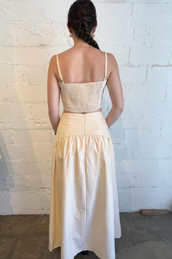 Sally Striped Maxi Skirt Yellow Back, adleline boutique, dallas boutique, boutique