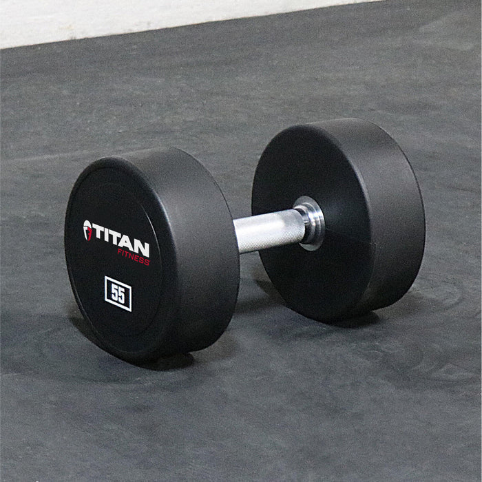SCRATCH AND DENT - 55 LB Single Round Urethane Dumbbell - FINAL SALE