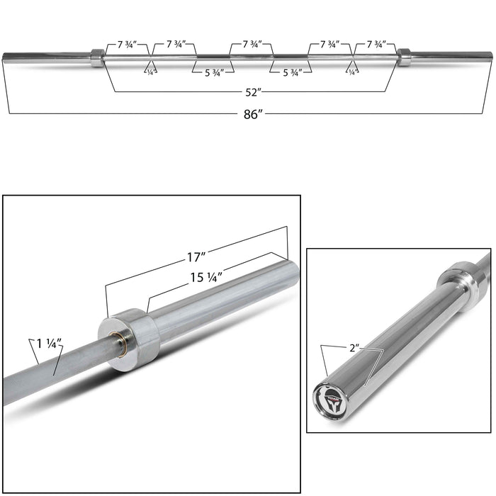 Scratch and Dent - 86-in. Olympic Weight Bar 1500 lb Capacity - FINAL SALE