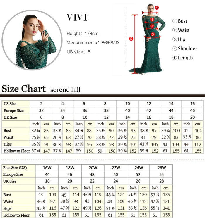 Serene Hill Muslim Blue Luxury Evening Dresses Gowns 2025 Mermaid Elegant Beaded For Women Party LA71374A - SERENE HILL