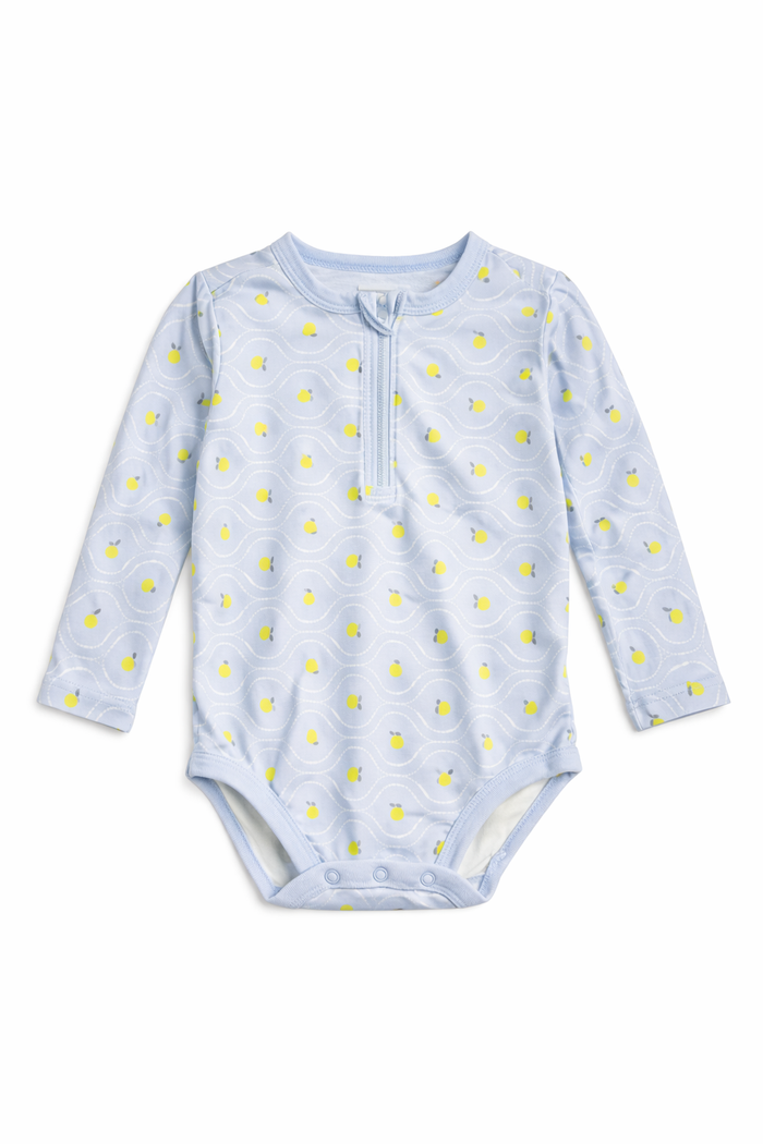 Carter's Blue Lemon Long Sleeve Swimsuit size 12M good used condition