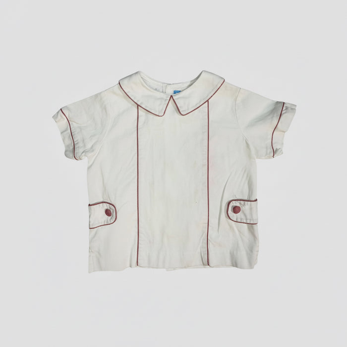 Monday's Child White Peter Pan Collar Shirt with Red Trim size 4T good used condition