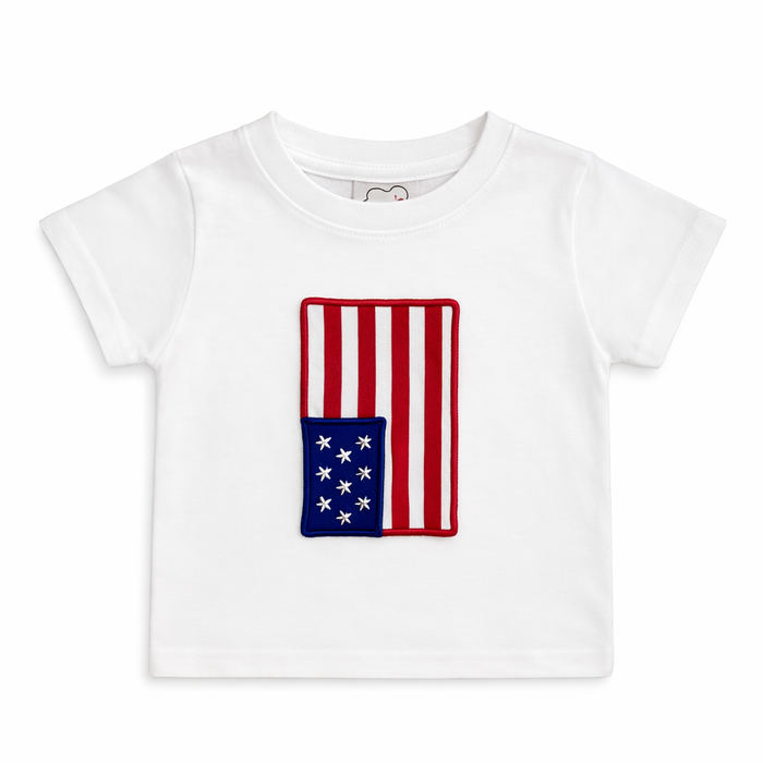 Smocked Auctions American Flag Short Sleeve T-Shirt size 4T good used condition